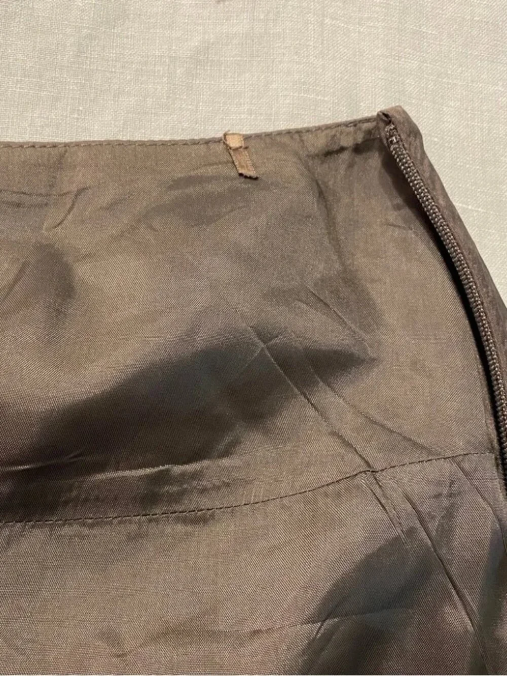 J. Crew warm taupe brown silk taffeta pleated a-line skirt